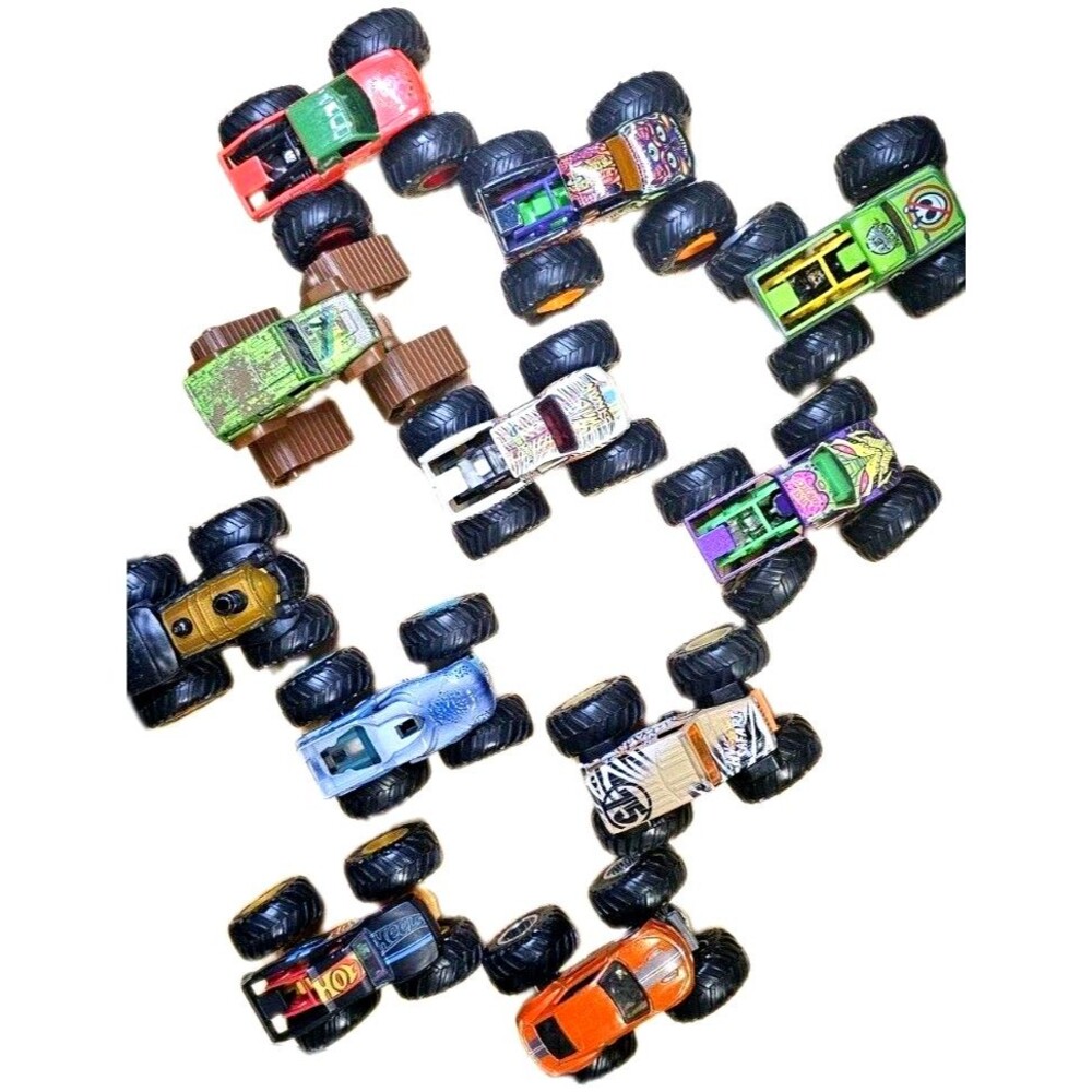 Hot Wheels Monster Trucks Lot 11 Bone Shaker Mega-Wrex Camaro Jeep Sriracha